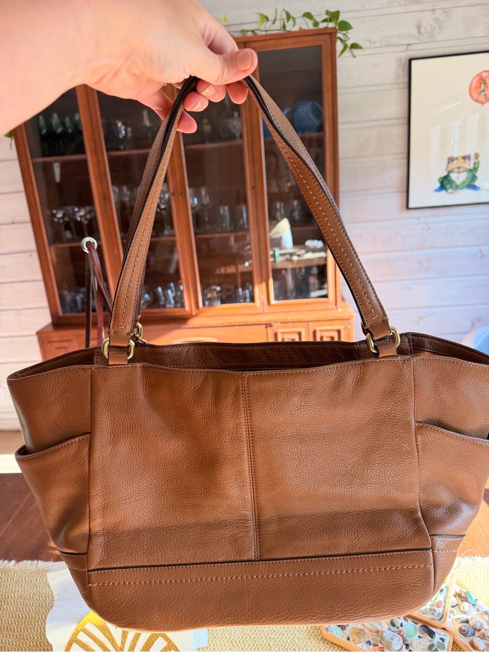 Coach Brown Pebbled Leather Shoulder Bag - Picture 11 of 12